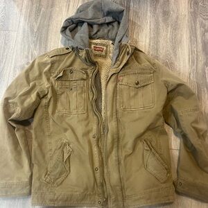 Levi's Men's Khaki Military Jacket with Hood
